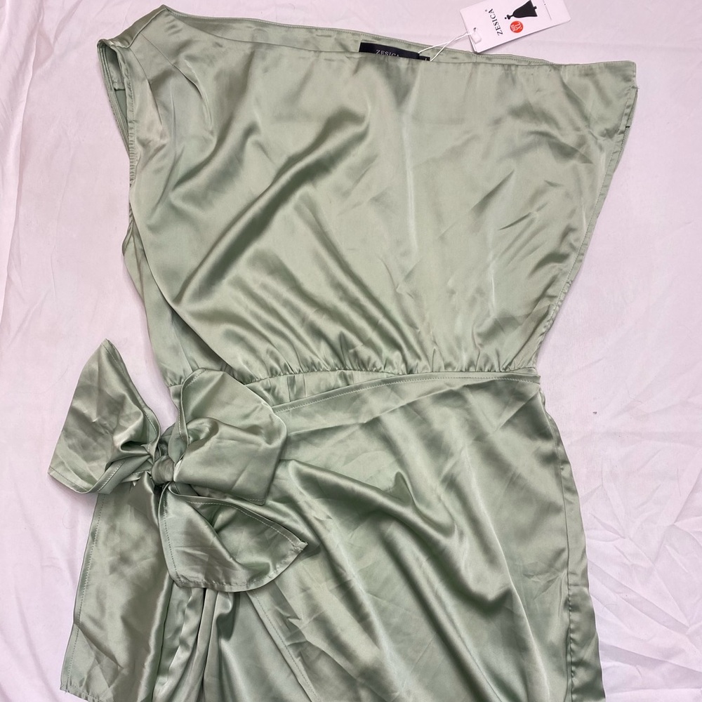 NWT Elegant Satin One Shoulder Midi Dress